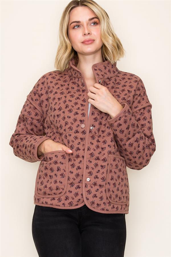 Ashley Button Down Coat in Ditsy Floral