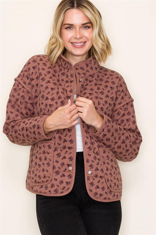 Ashley Button Down Coat in Ditsy Floral