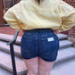 Jenn High Rise Raw Cut Shorts  in Plus Size