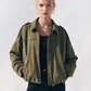 Willow Micro Faux Suede Bomber Jacket in Olive