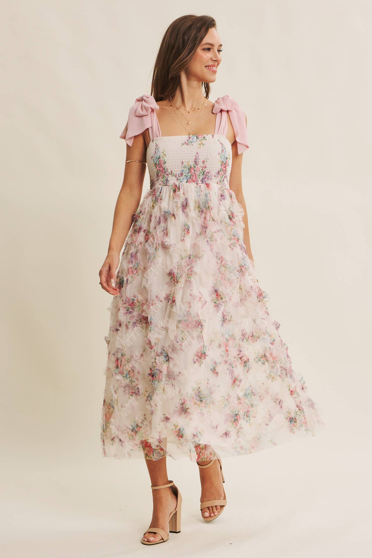 Kari Floral Smocked Midi Dress
