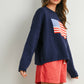 Renae Graphic Knit Long Sleeve Top in Navy