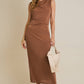 Kenna Cowl Neck Sleeveless Maxi Dress in Latte