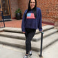 Renae Graphic Knit Long Sleeve Top in Navy