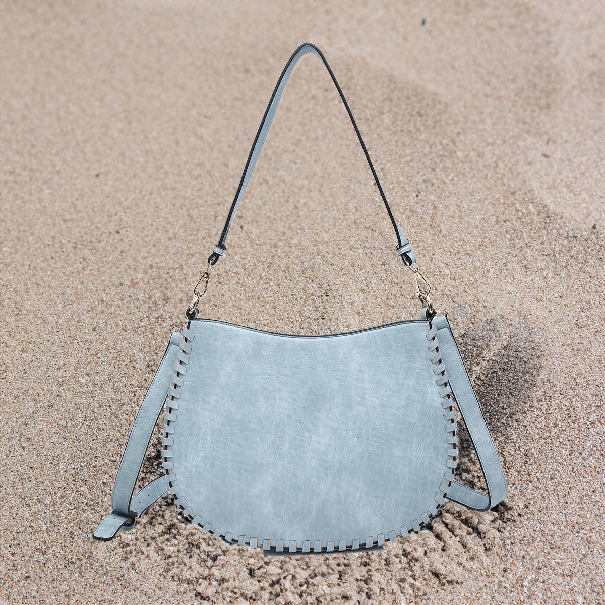 Raquel Whipstitch Saddle Bag in Black