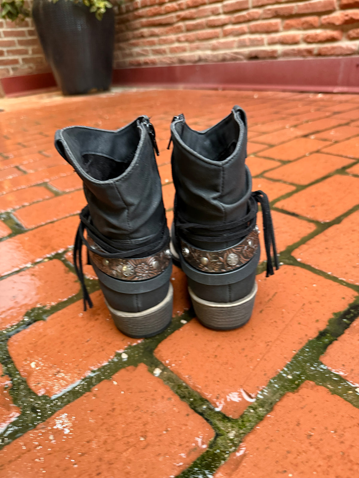 Clover Black Western Bootie