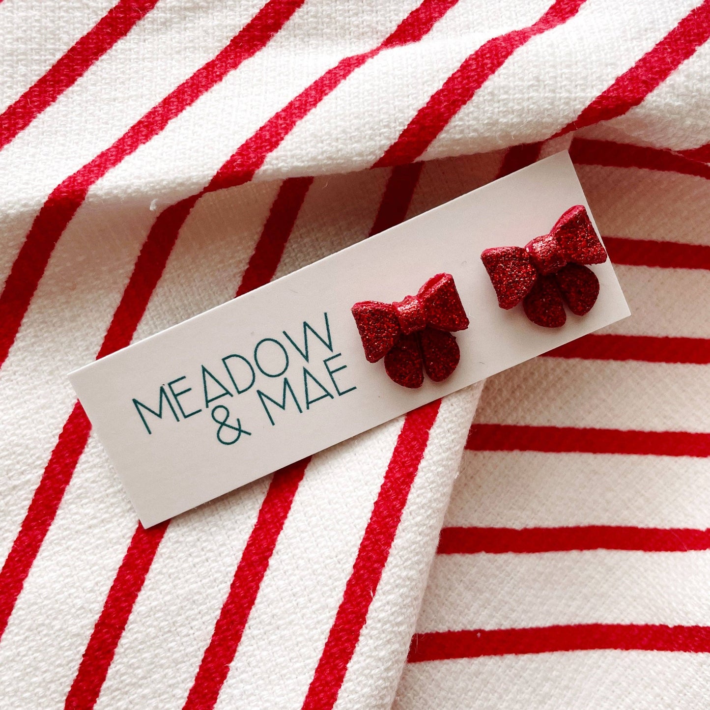 All Wrapped Studs | Handmade Polymer Clay Glitter Bow Studs