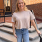 Sway Textured Cropped Tee in Parchment