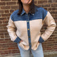 Wrenlee Denim Mixed Snap Button Down in Brown