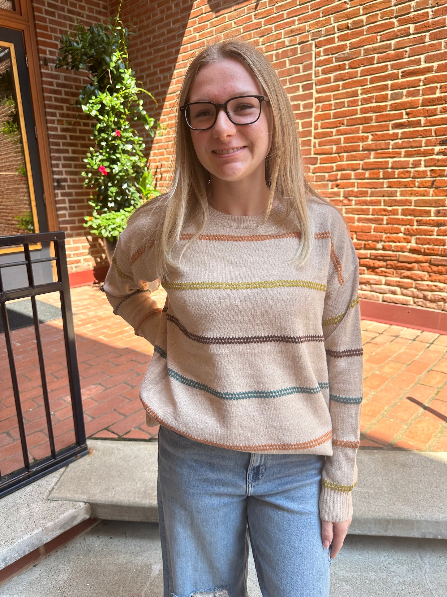 Harley Colorful Sweater in Tan