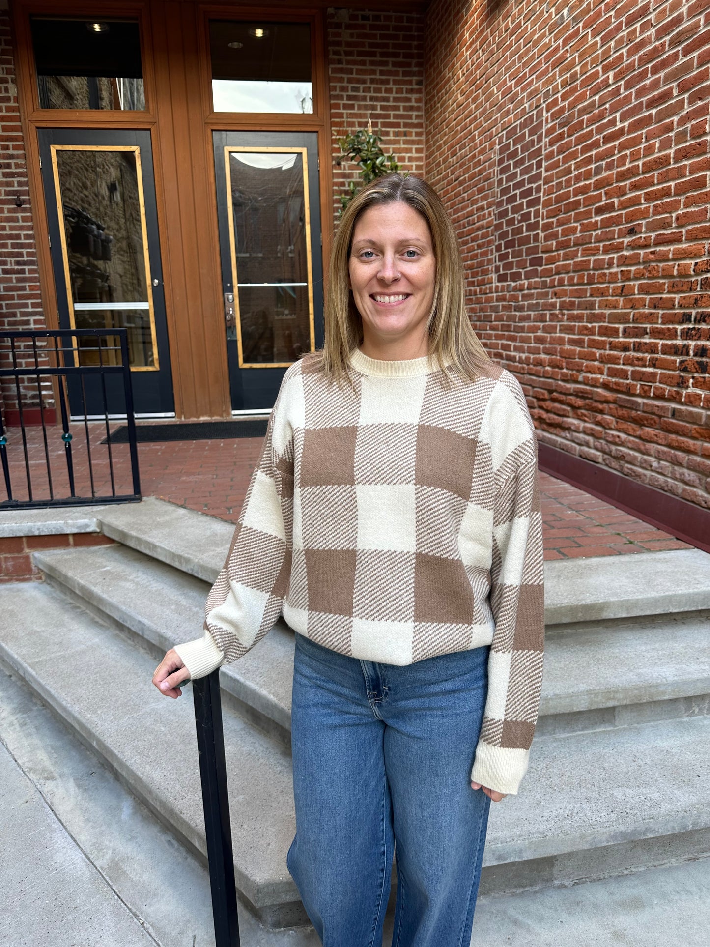 Check You Later Plaid Sweater in Campfire