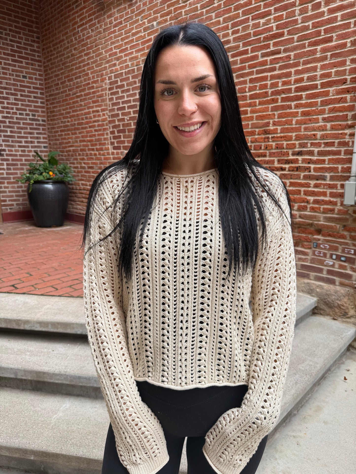 Upland Crochet Sweater in Island Coconut
