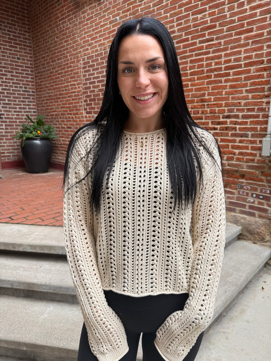 Upland Crochet Sweater in Island Coconut