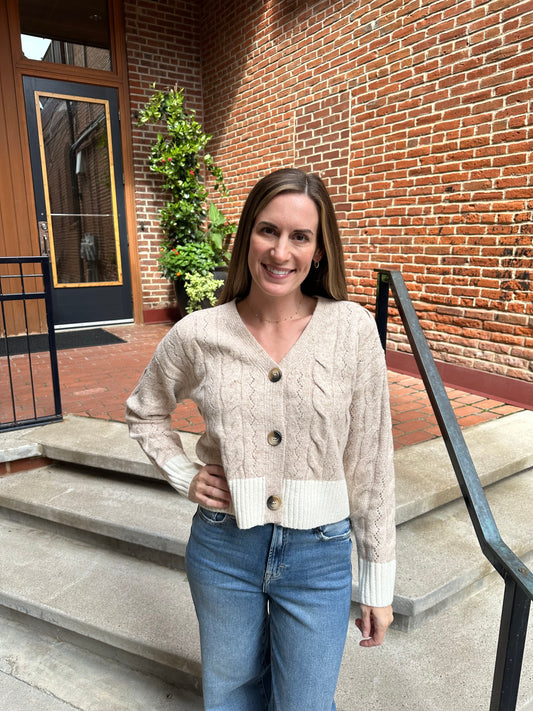 Charlie V Neck Button Down Sweater