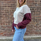 Ember Striped Terry Sweatshirt in Maroon