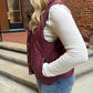 Alanna Quilted Vest Snap Buttons in Burgundy