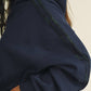 Jessica Plaid Side Stripe Oversized Pullover Hoodie in Navy