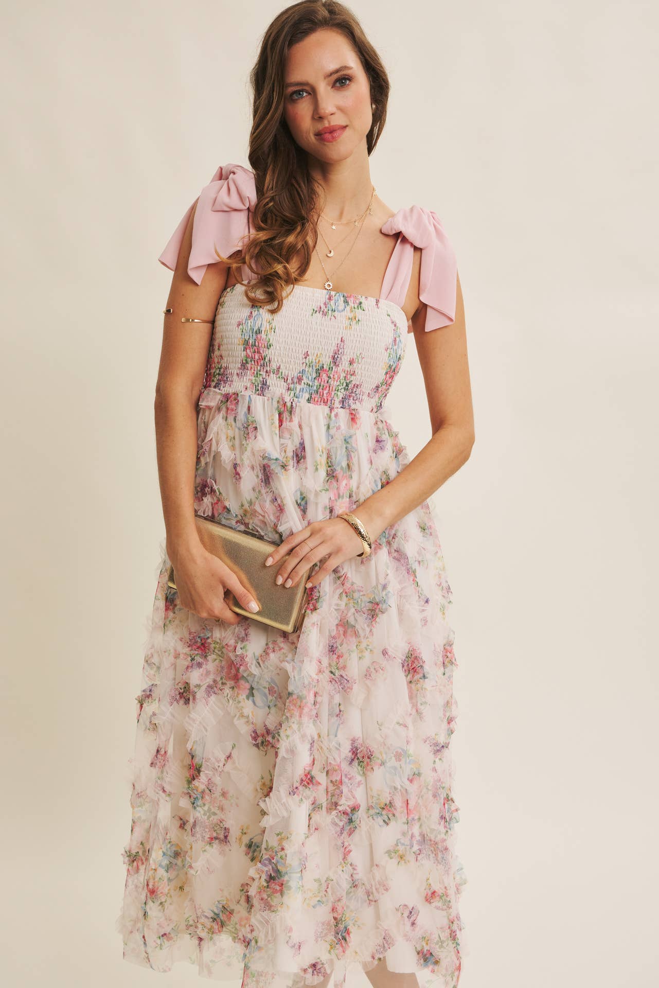 Kari Floral Smocked Midi Dress