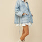 Adeline Boho Side Tie Oversized Denim Jacket