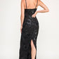 Jules Mesh Embroidered Floral Black Dress