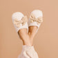 Betty Bow Maple Gingham Fuzzy Slippers