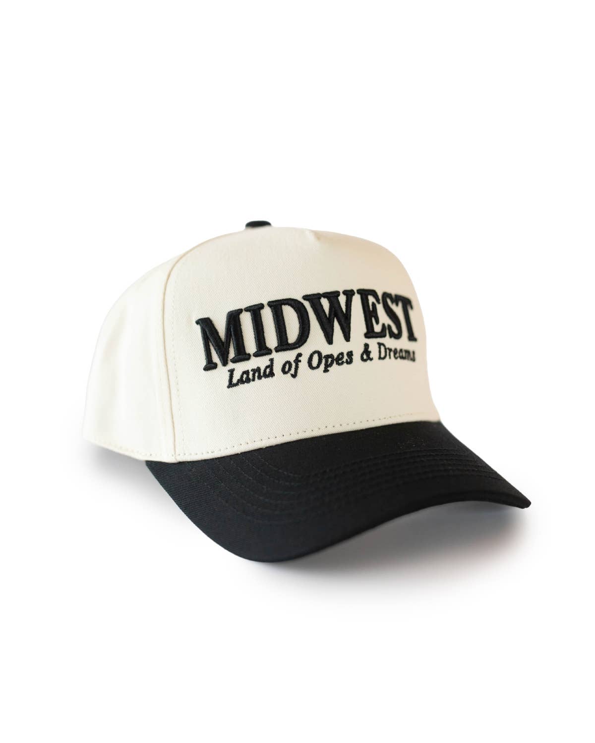 Midwest Land of Opes & Dreams Unisex Trucker Hat in Black & Cream