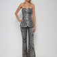 Ambria Leopard Print Stretch Denim Tube Top