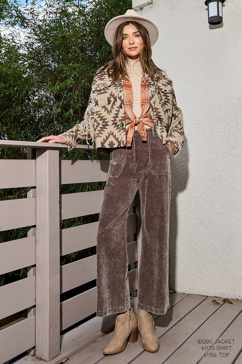 Julie Washed Corduroy Trousers in Eggplant