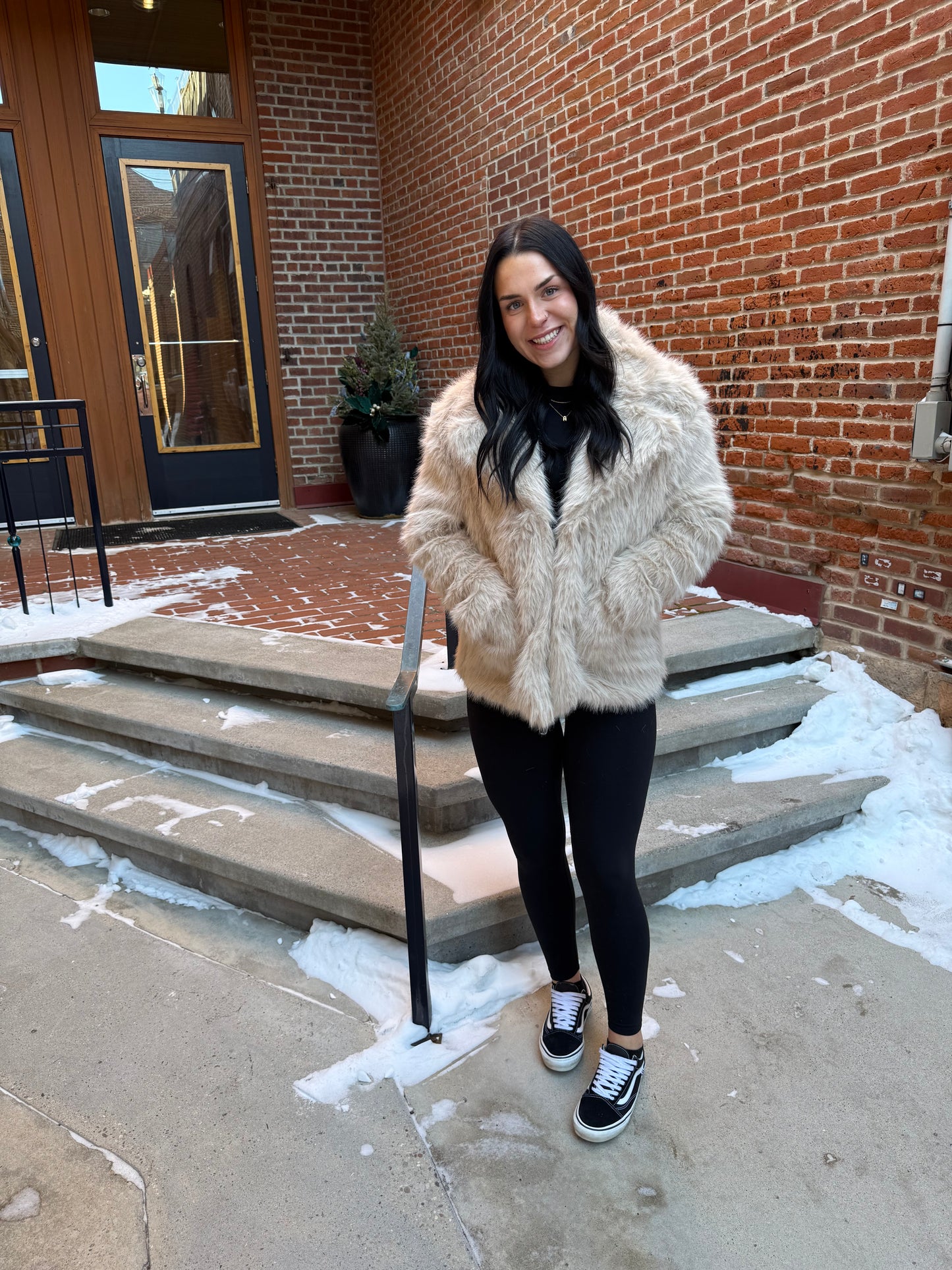 Diana Shaggy Notch Collared Faux Fur Coat