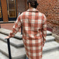 Cleo Rust, Cream & Brown Plaid Long Flannel