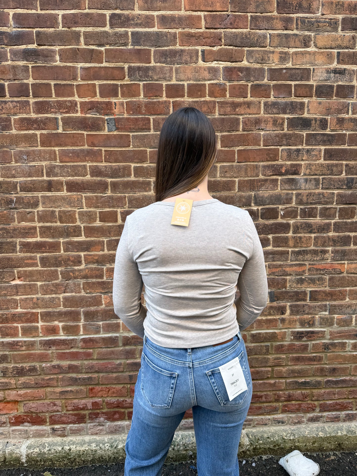 Natural Heather Second Skin Crew Long Sleeve