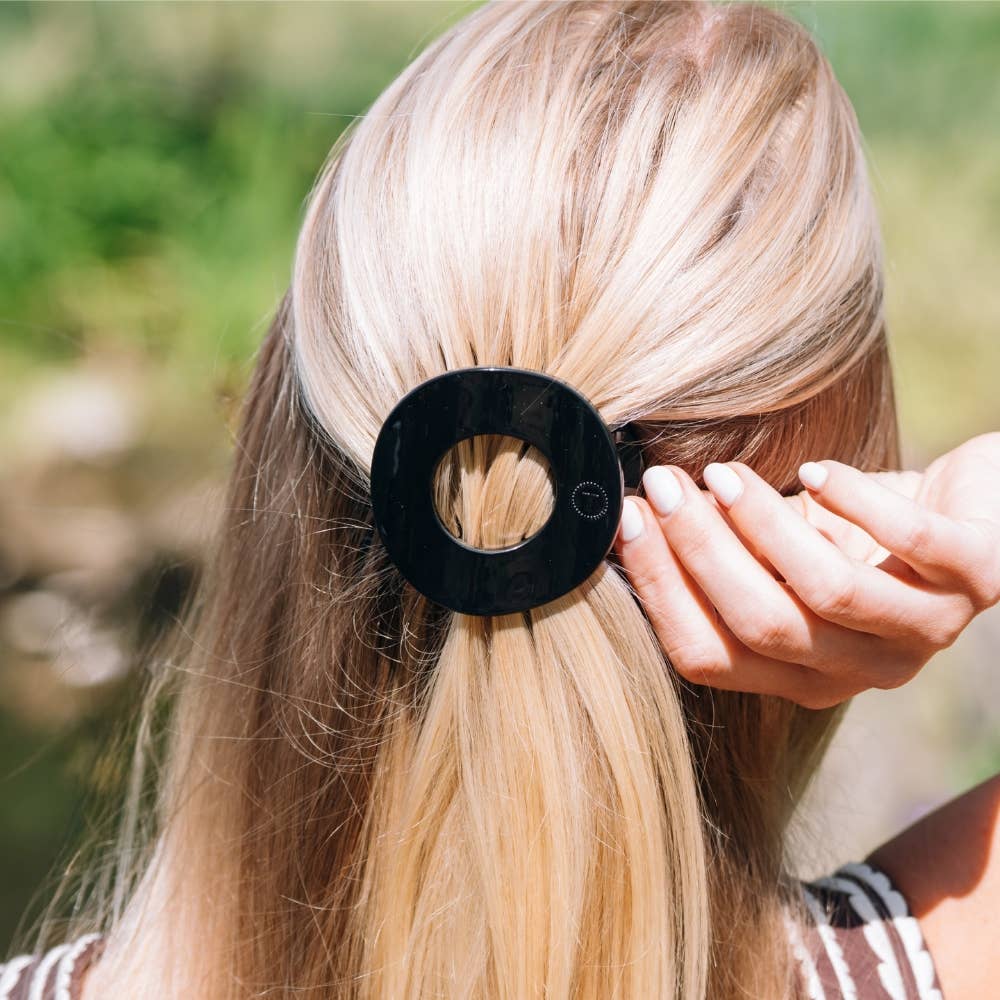 Flat Circle Hair Clip Medium Jet Black