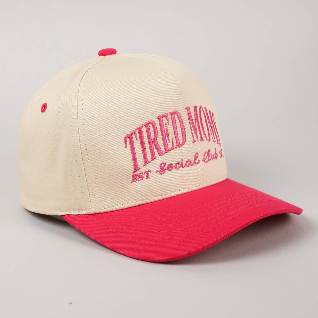 Tired Moms EST Social Club 24/7 Embroidery Cap in Red