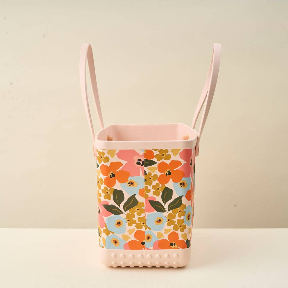 Carry-It-All Tote Bag- Rubber Beach Bag- Lil' Floral Delight
