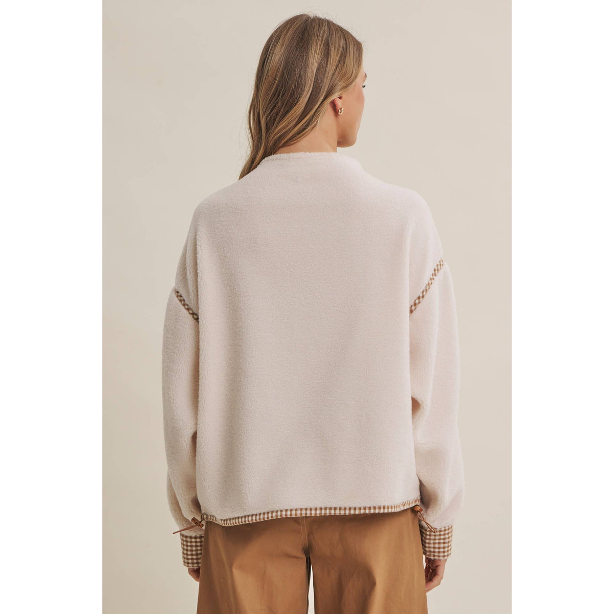 Morgan Gingham Sherpa Half Zip Pull Over
