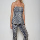 Ambria Leopard Print Stretch Denim Tube Top