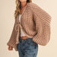Christina Balloon Sleeve Cardigan in Taupe