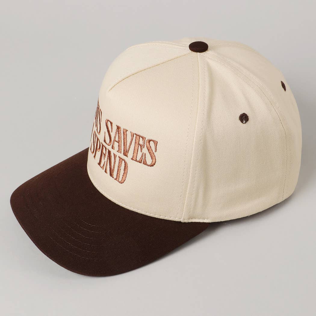 JESUS SAVES I SPEND Trucker Hat in Brown