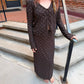 Eda Polka Dot Mesh Midi Skirt Dark Chocolate