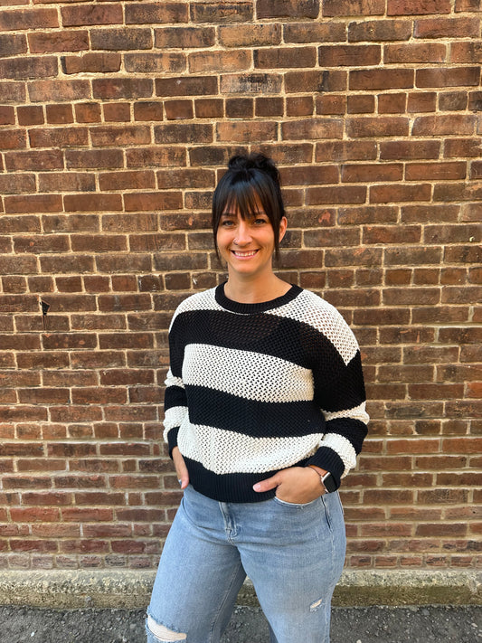 Broadbeach Stripe Sweater in Black
