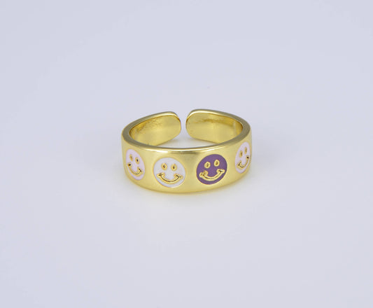 Happy Face Smiley Adjustable Ring