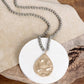 Long Wooden Bead Necklace in Gray
