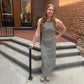 Goodwin Striped Midi Dress in Army Green