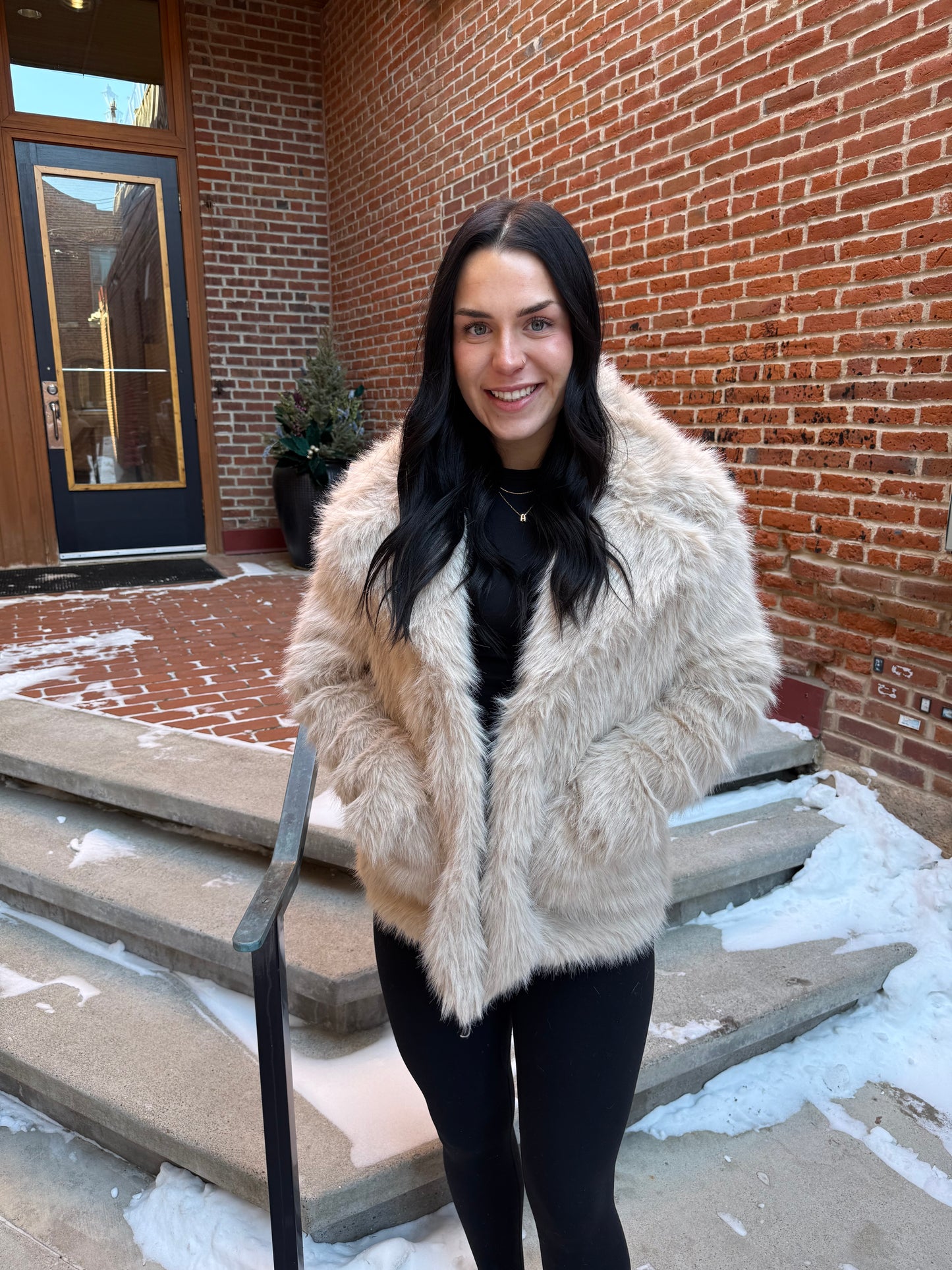 Diana Shaggy Notch Collared Faux Fur Coat