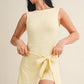 Sleeveless Wrap Tie Front Dress in Lemon