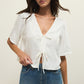 La Belle Linen Top in White
