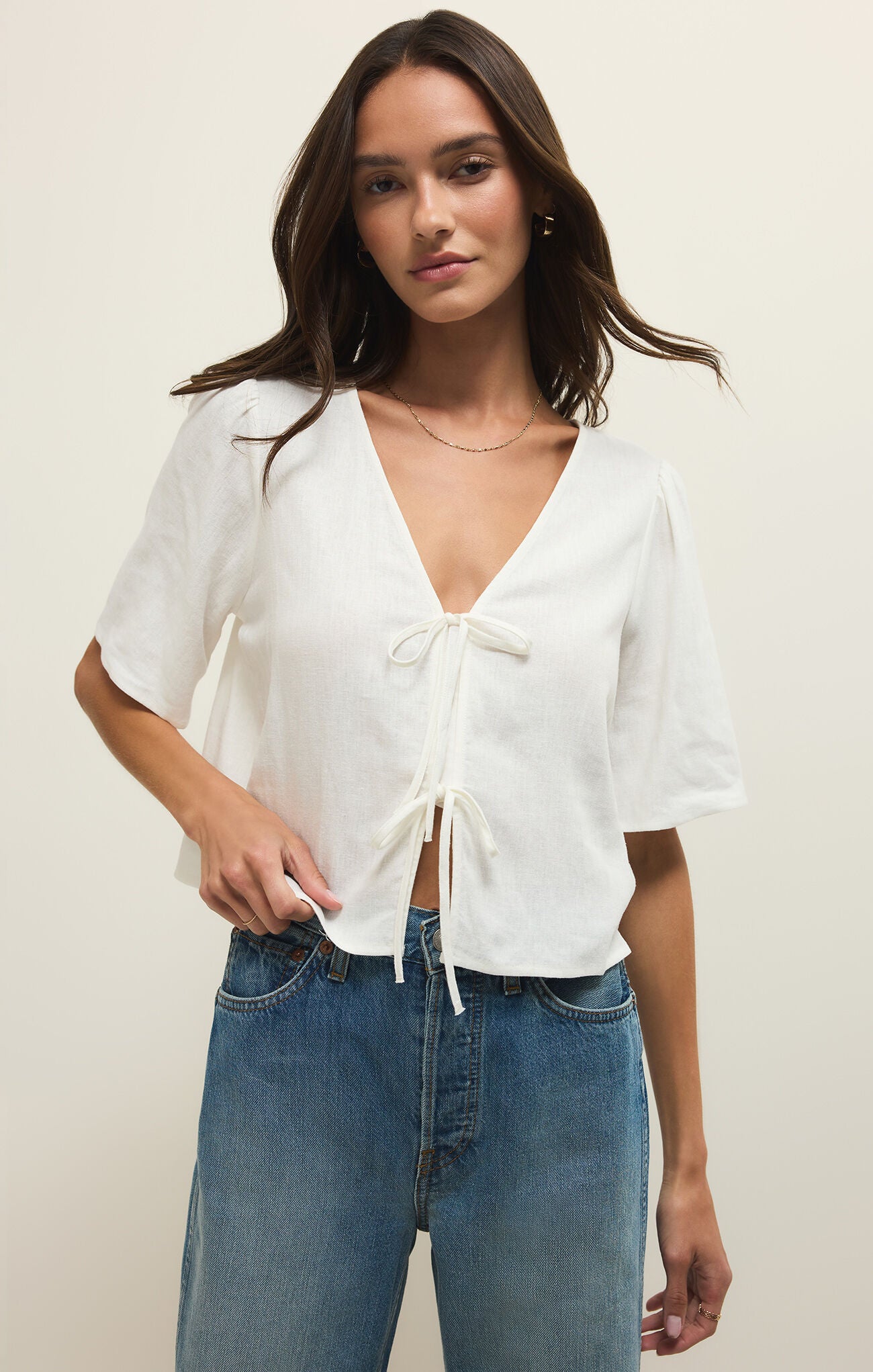La Belle Linen Top in White