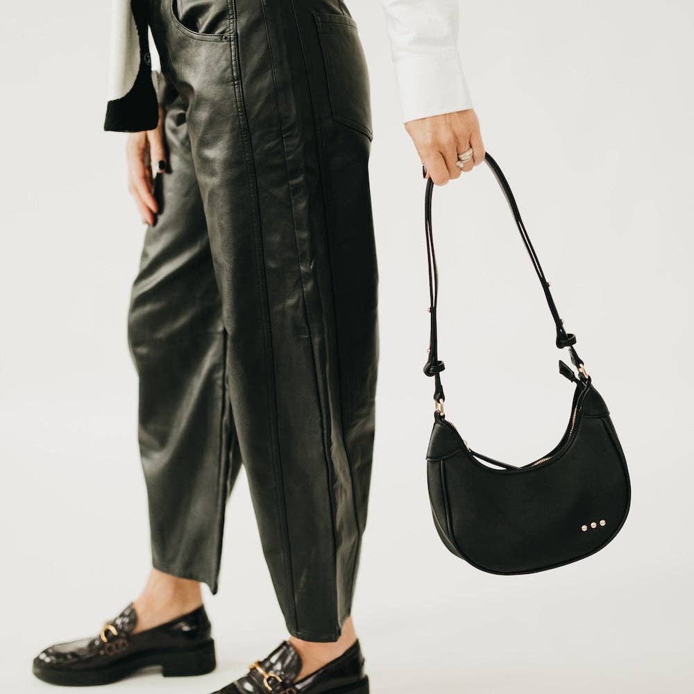 Celeste Crescent Shoulder Bag in Black