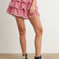 Aria Tiered Ruffle Mini Skort in Red