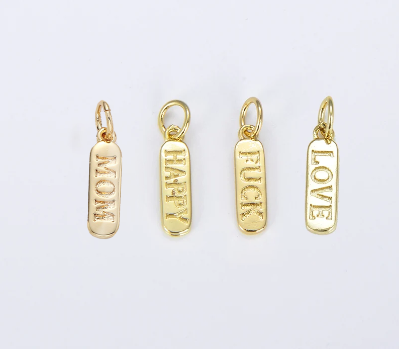 Gold Filled Pill Bar Pendant Mom
